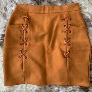 Lace up mini skirt